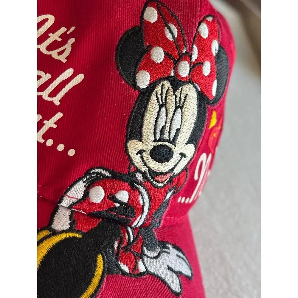 Disney Minnie Mouse Baseball Cap Youth Girls Size 3-5 Red Polka Dots